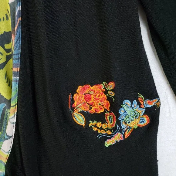 Desigual Amor Cardigan Embroidered Art-to-Wear Waterfall Draped Front size L - Picture 8 of 16